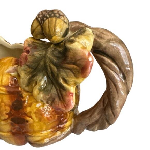 Majolica Golden Tones Autumn Thanksgiving Pitcher Set of 2 - Picture 3 of 12